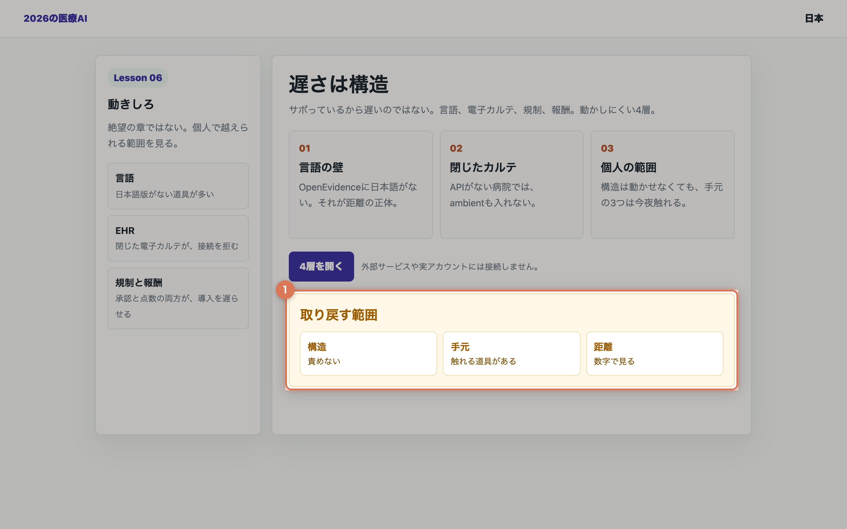 構造と個人の動きしろを開いた教材用の整理画面