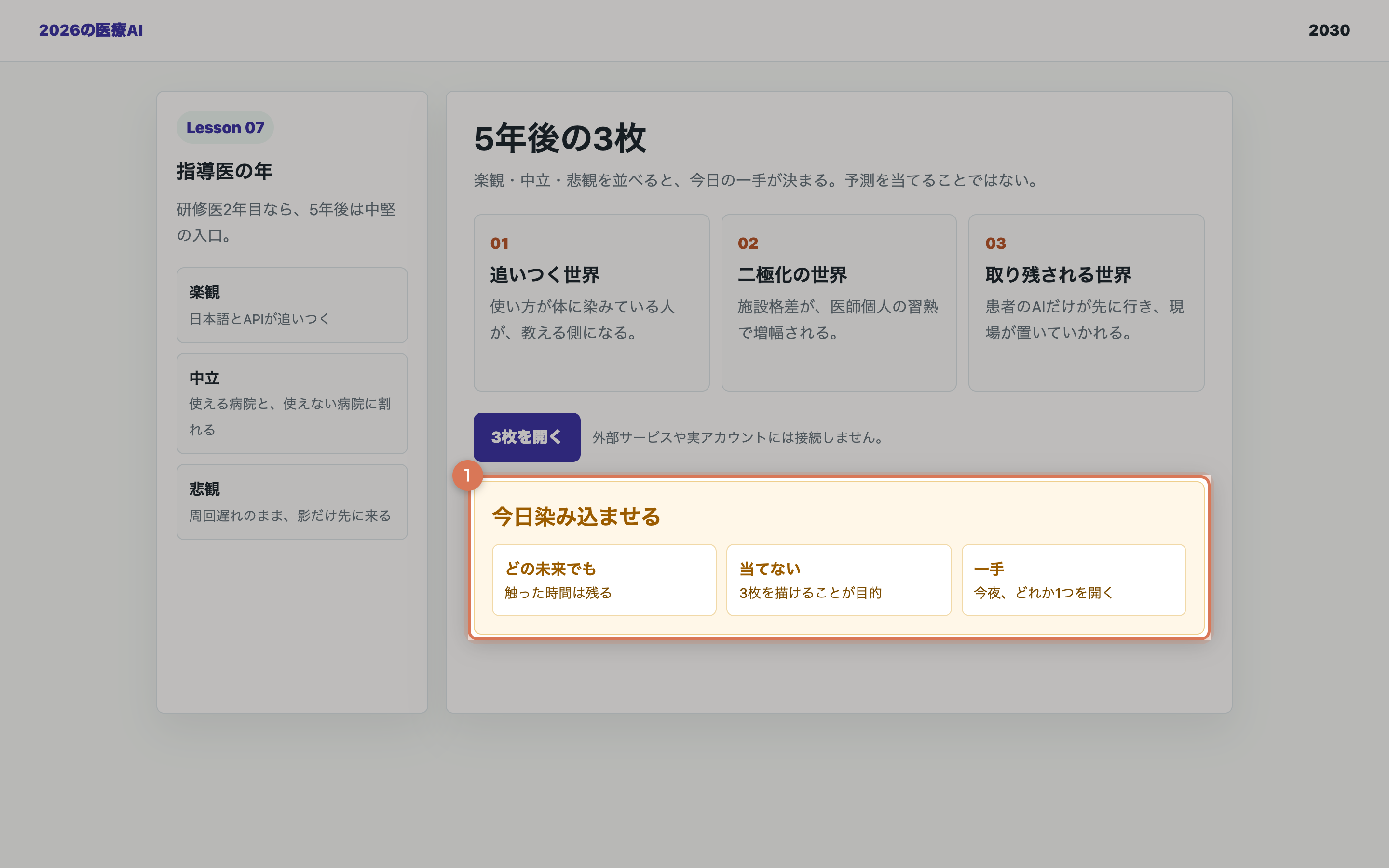 3シナリオを開いた教材用の整理画面