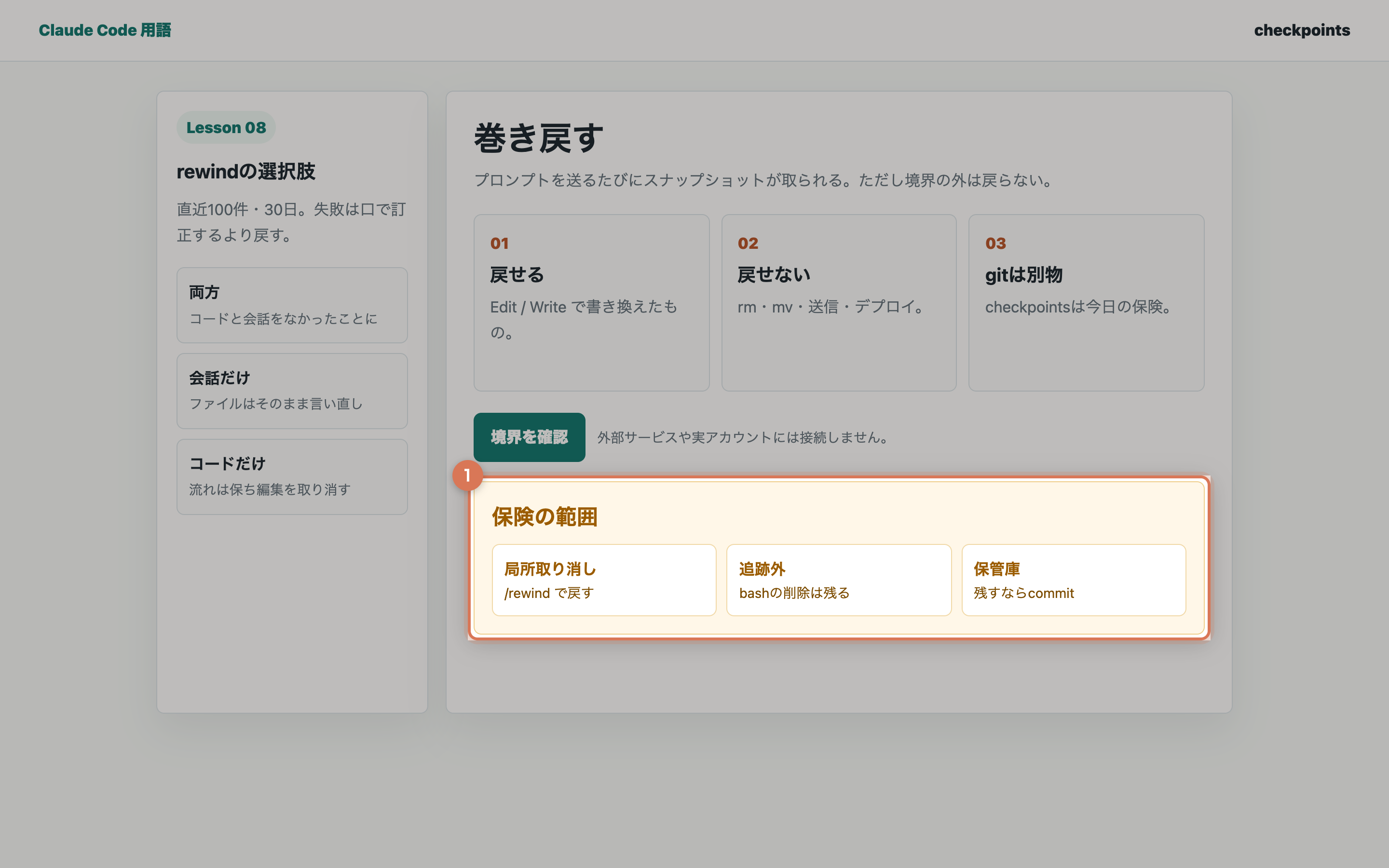 Checkpointsの保険範囲の確認結果