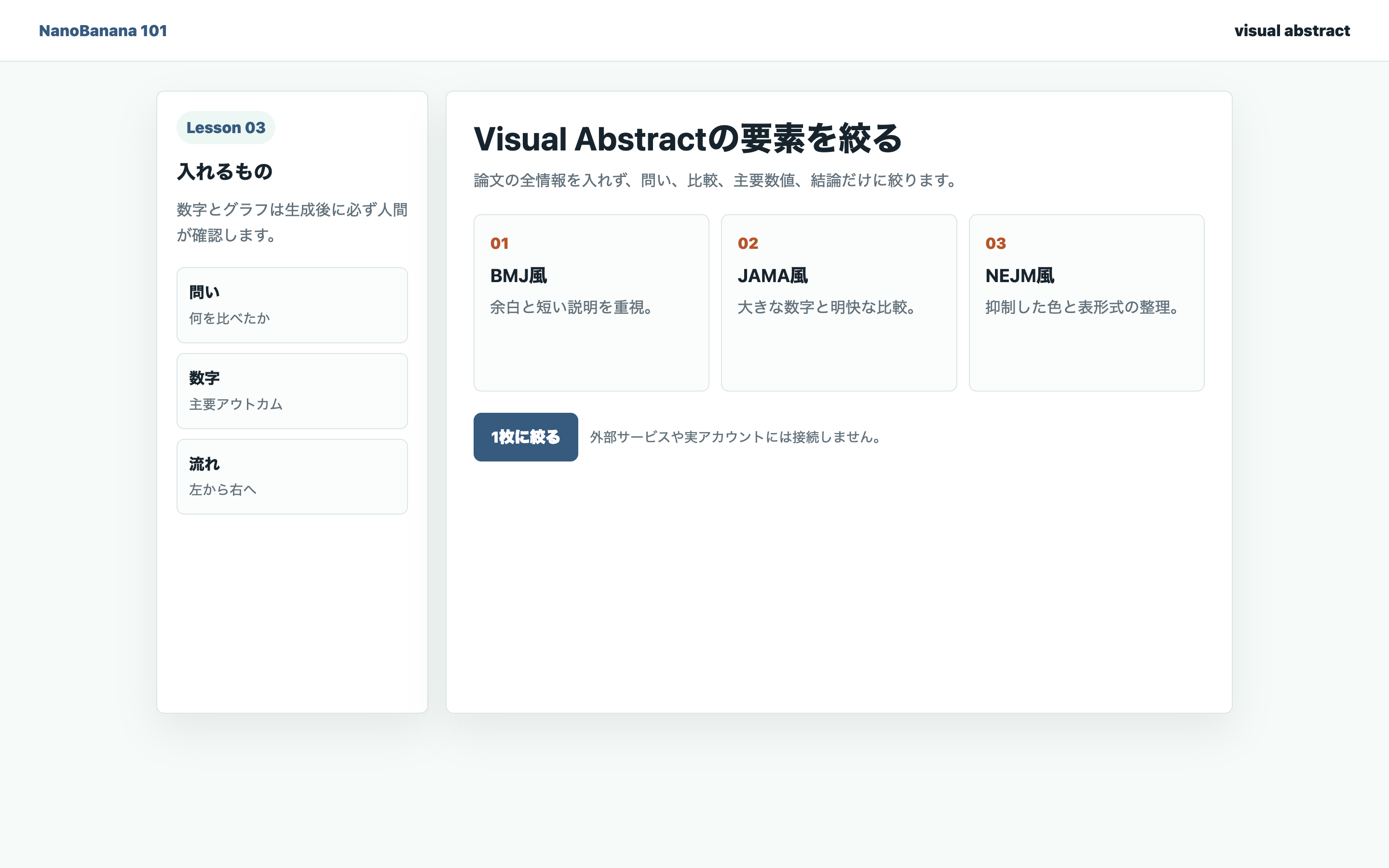 Visual Abstractの要素を整理する画面