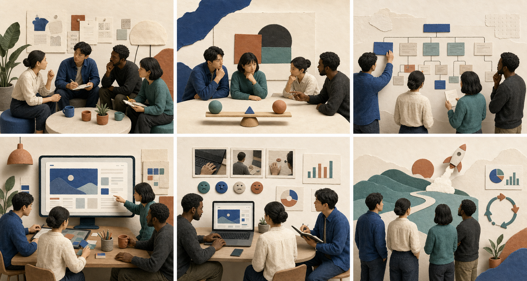 利用者の話を聞きながら観察メモを集めるプロダクトチーム