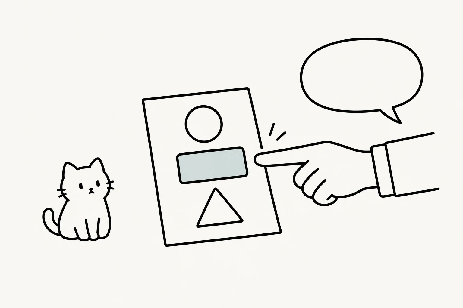 紙の見本を置き、相手の指さしから使う場面を確かめるゴロニャン