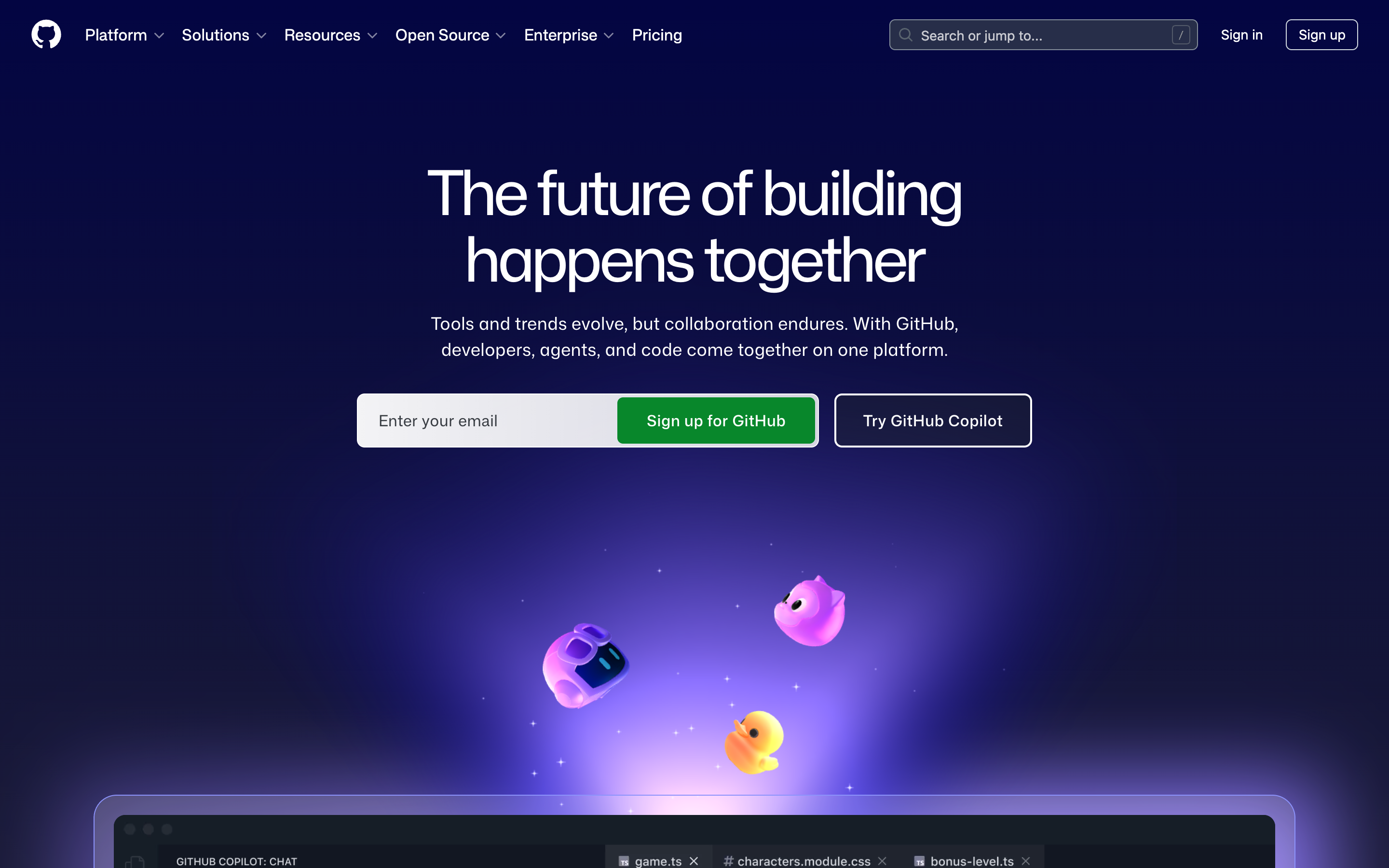 GitHub.com トップページ