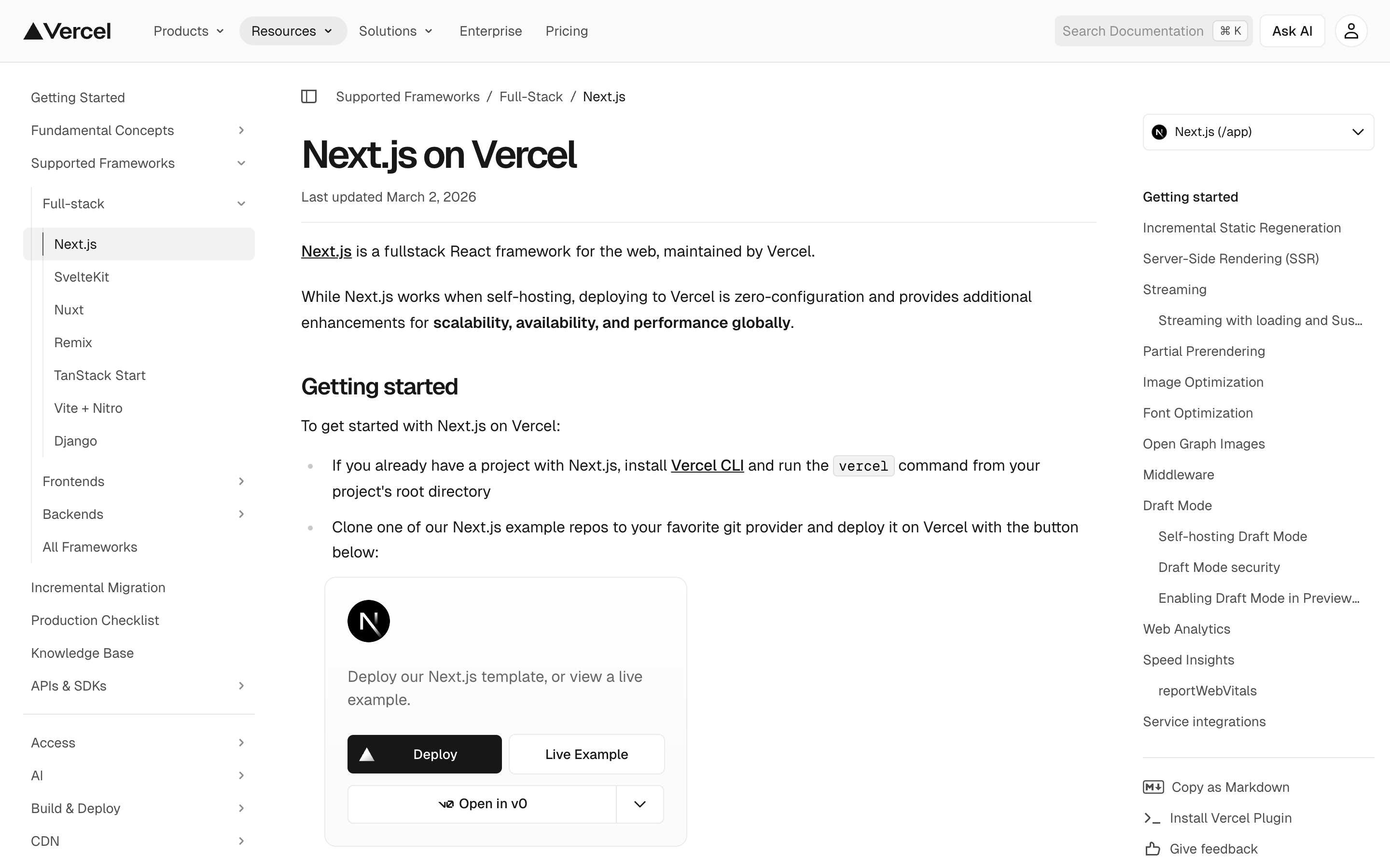 Vercel 公式 Next.js デプロイドキュメント