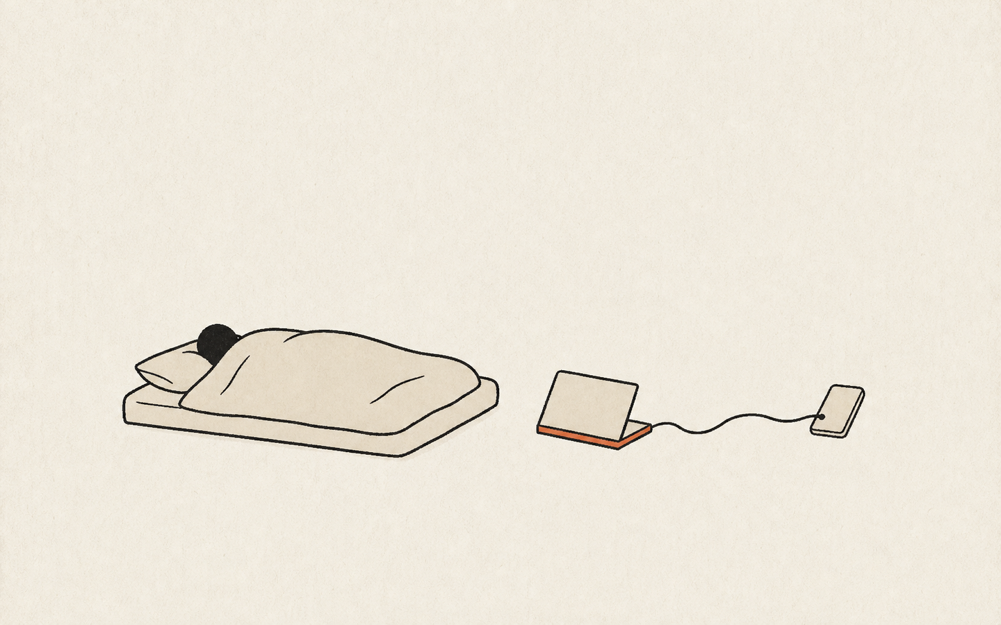 持ち主が眠る深夜2時に、その人の知見を載せた小さなサービスが誰かに届いているイラスト