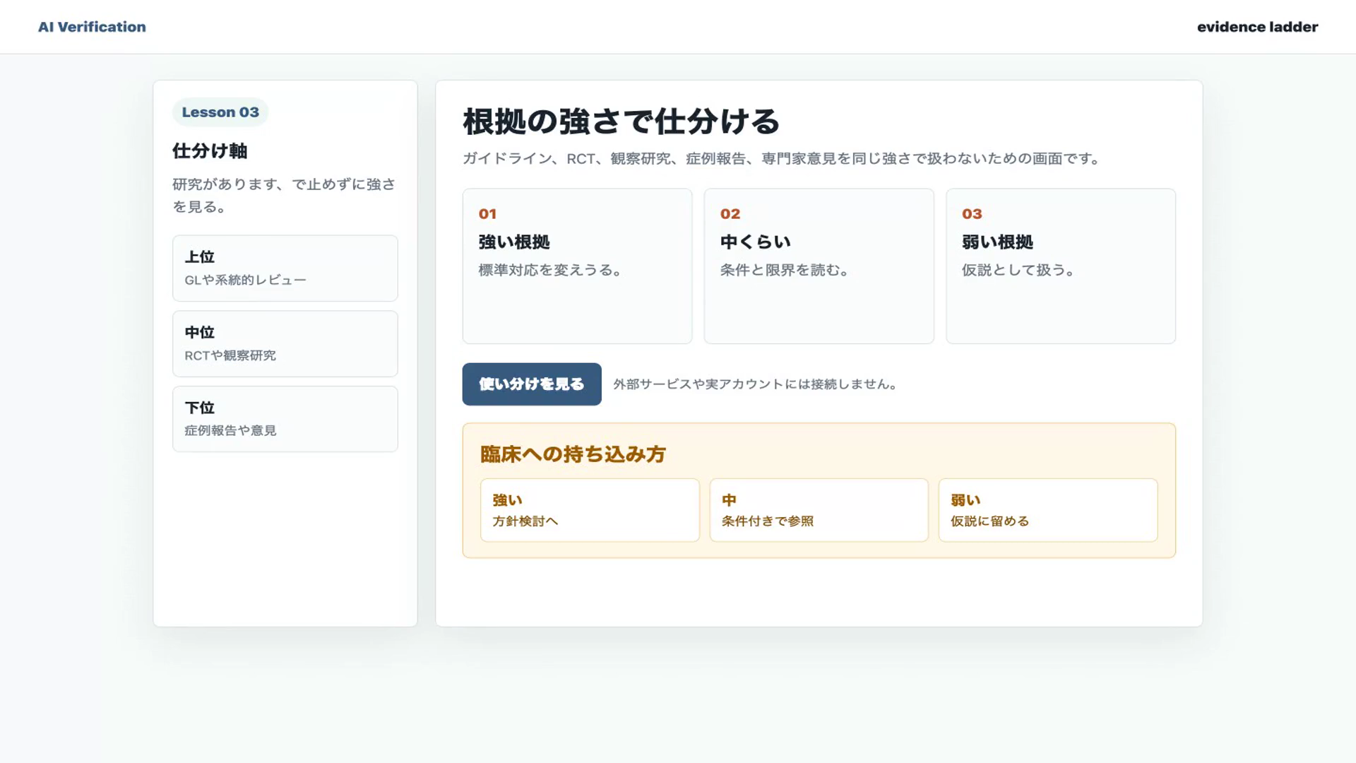 エビデンスの強さで語り分ける